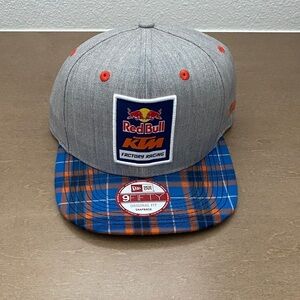 Red Bull KTM Racing Gray and Blue Plaid Snapback Hat